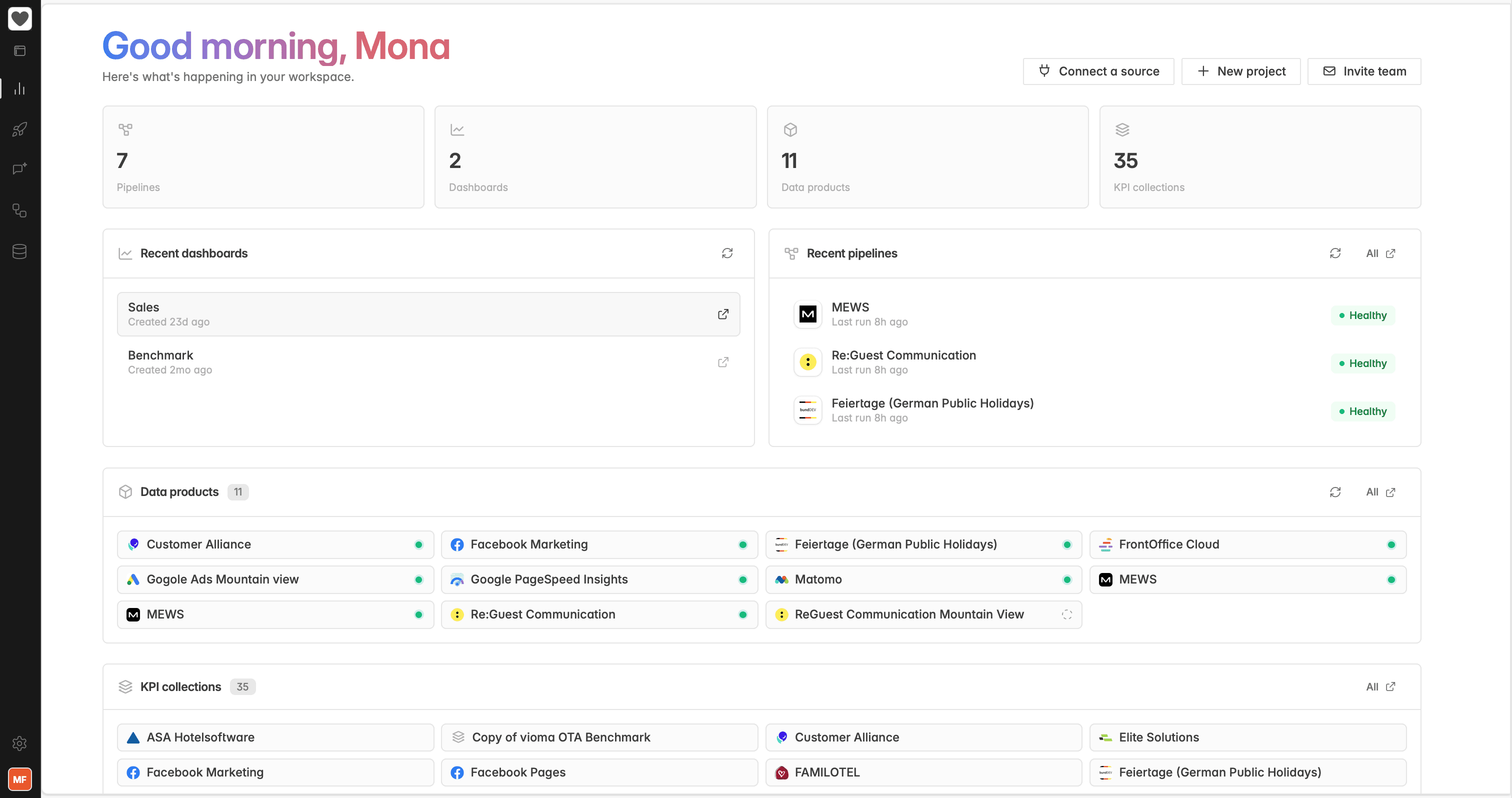 Home Screen, Connect Links, Redesigned Sidebar, Chat with Your Data, Onboarding