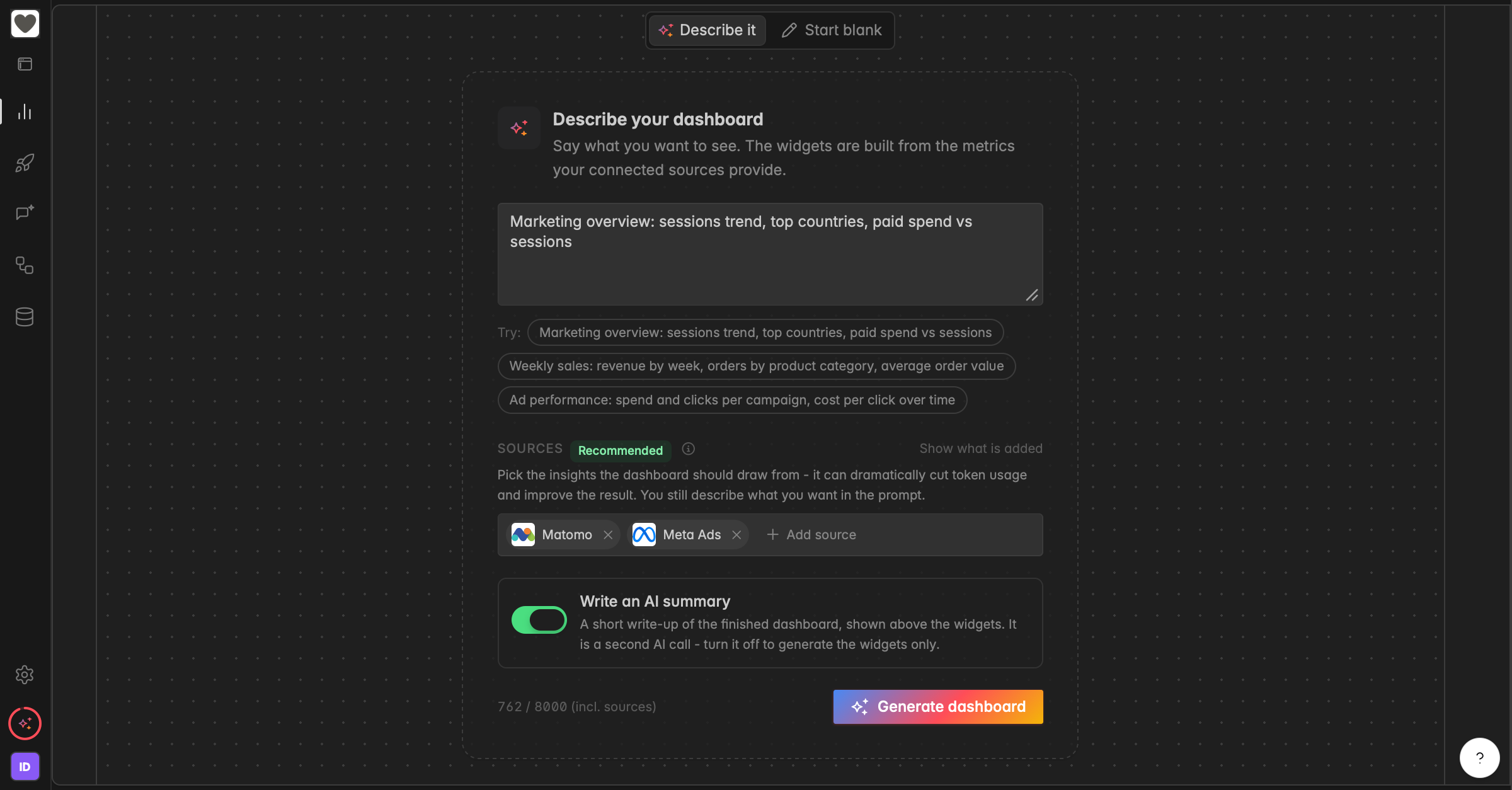 Build a dashboard with AI