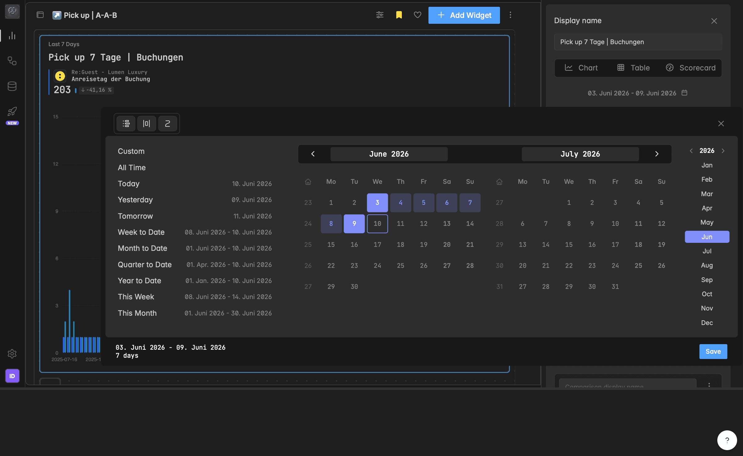 Edit widget calendar