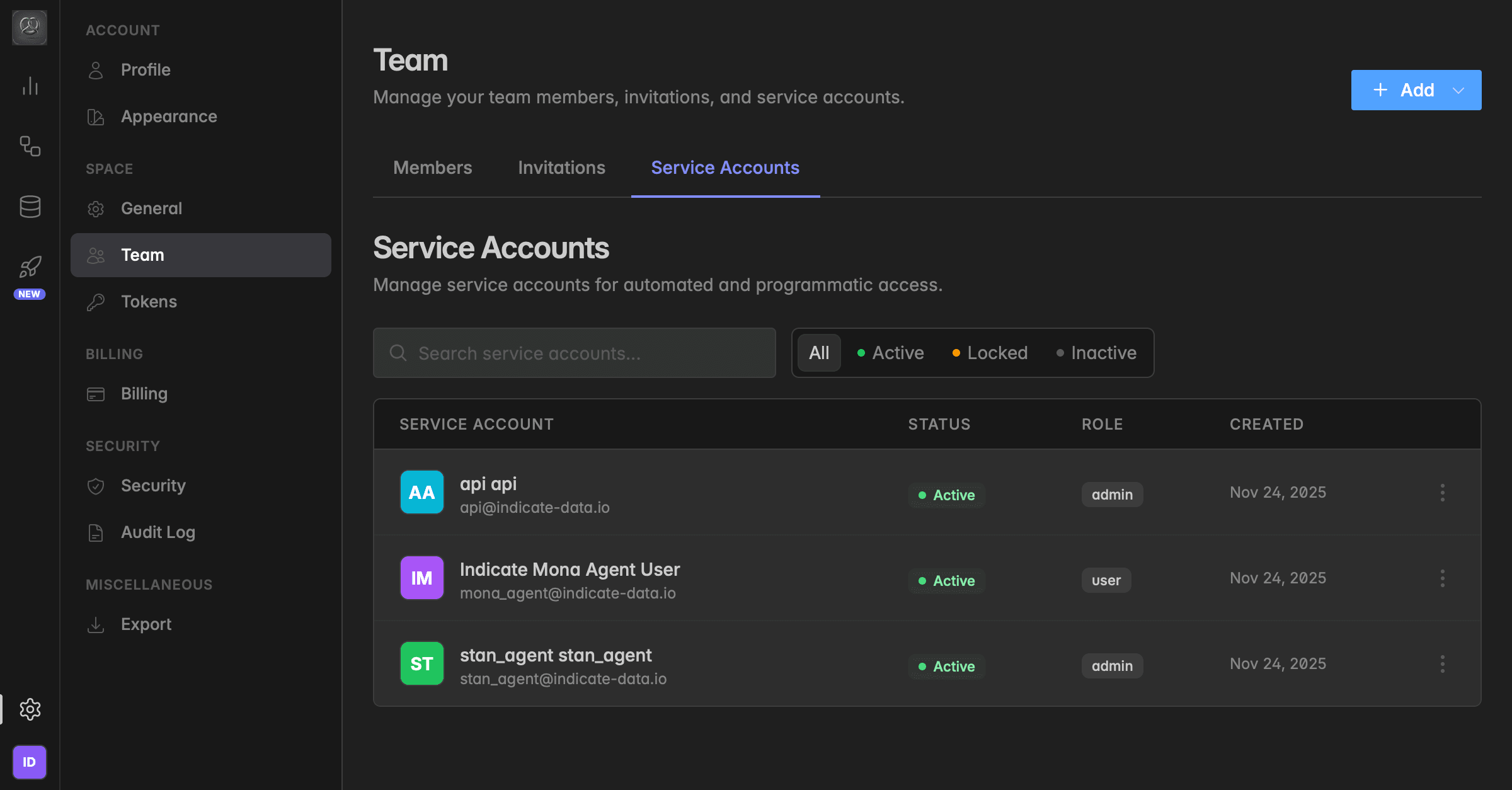 Service accounts